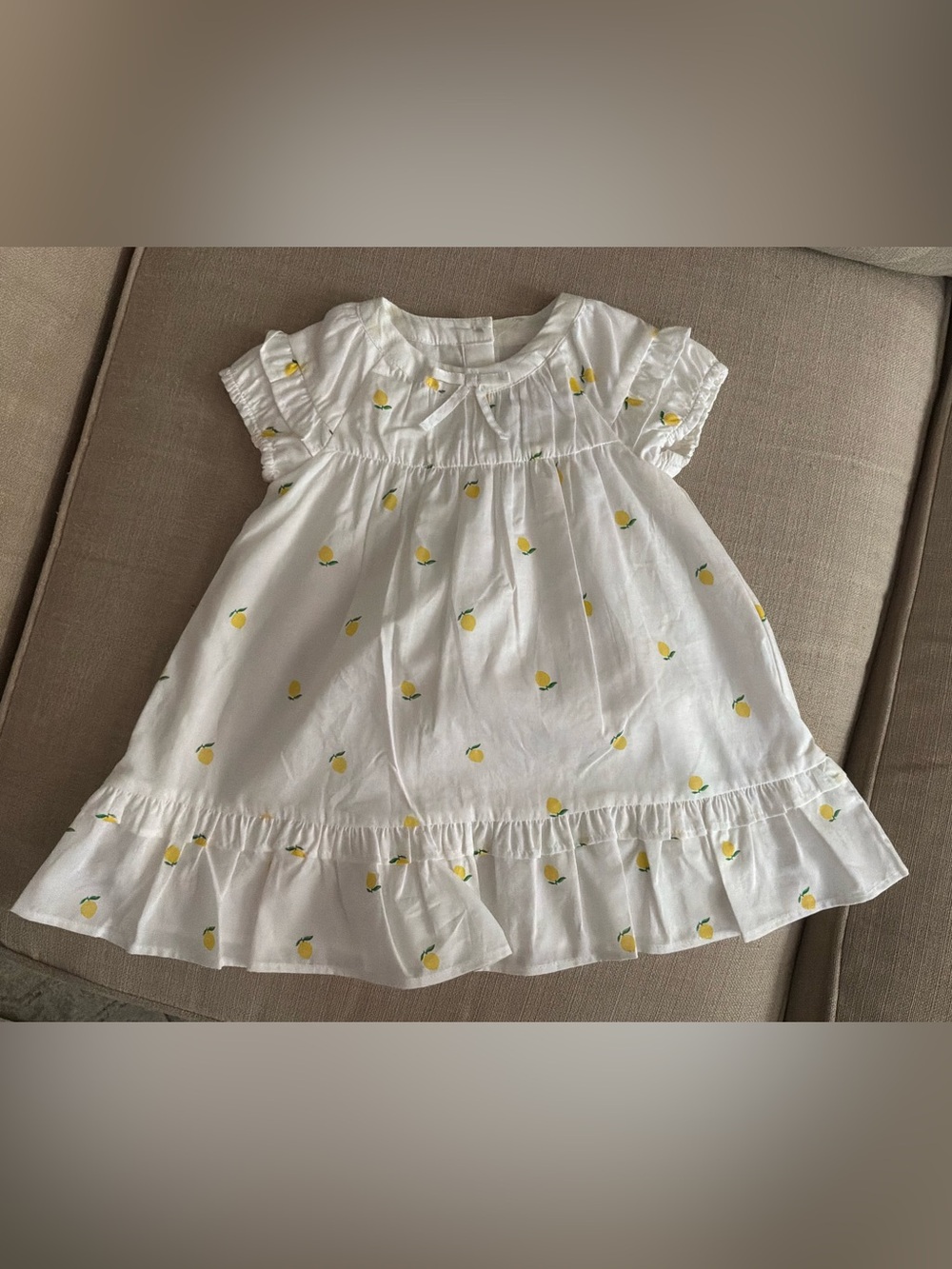 Janie and Jack White Dress with Yellow Lemon Print